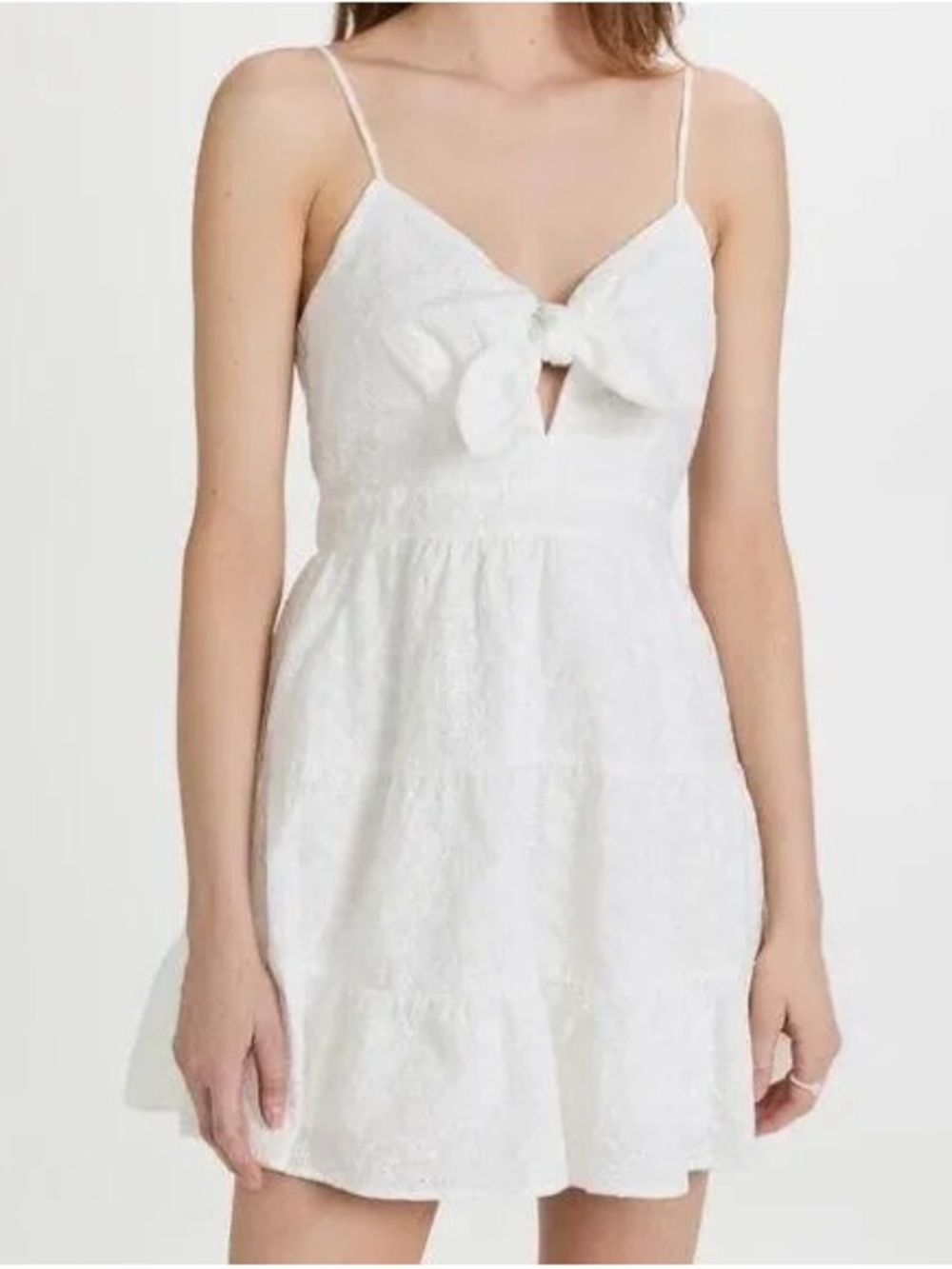 Trixxi White Eyelet Tie-Front Mini Dress